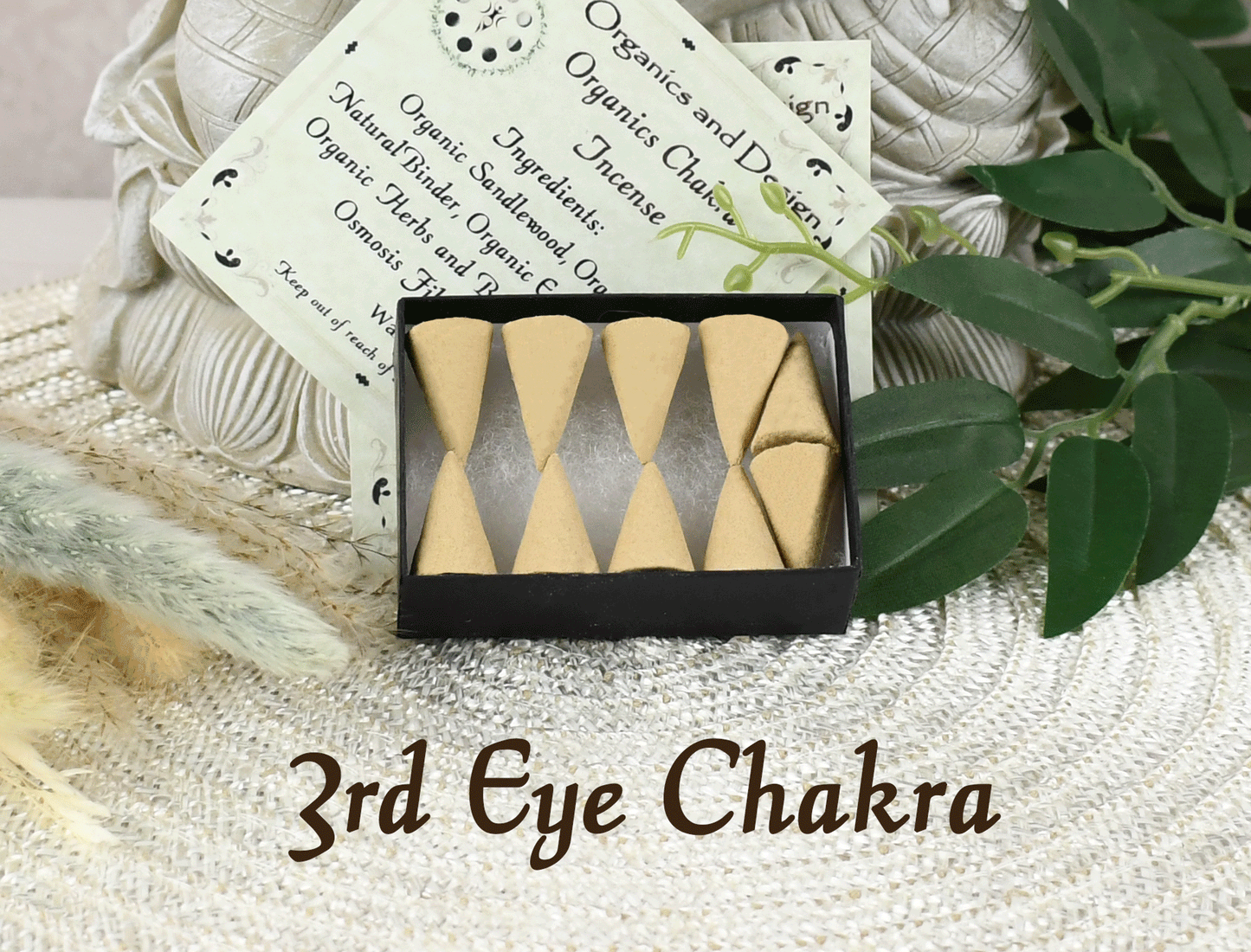All Organic Chakra Incense Cones with Ceramic Incense Holder - Yellow