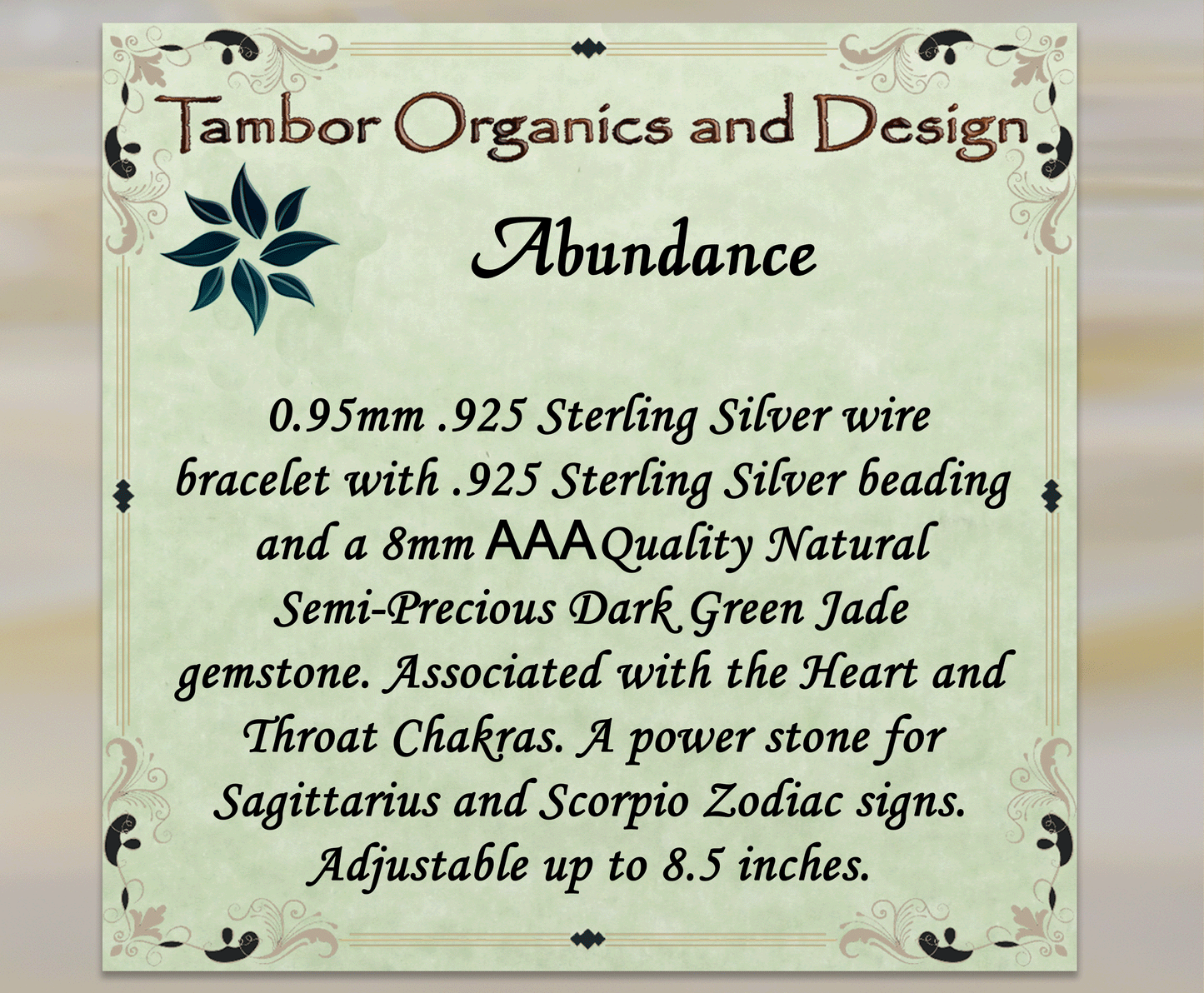 Abundance Bracelet - AAA Dark Green Jade & 925 Sterling Silver, Good Luck for Sagittarius, Scorpio, Heart and Throat Chakra