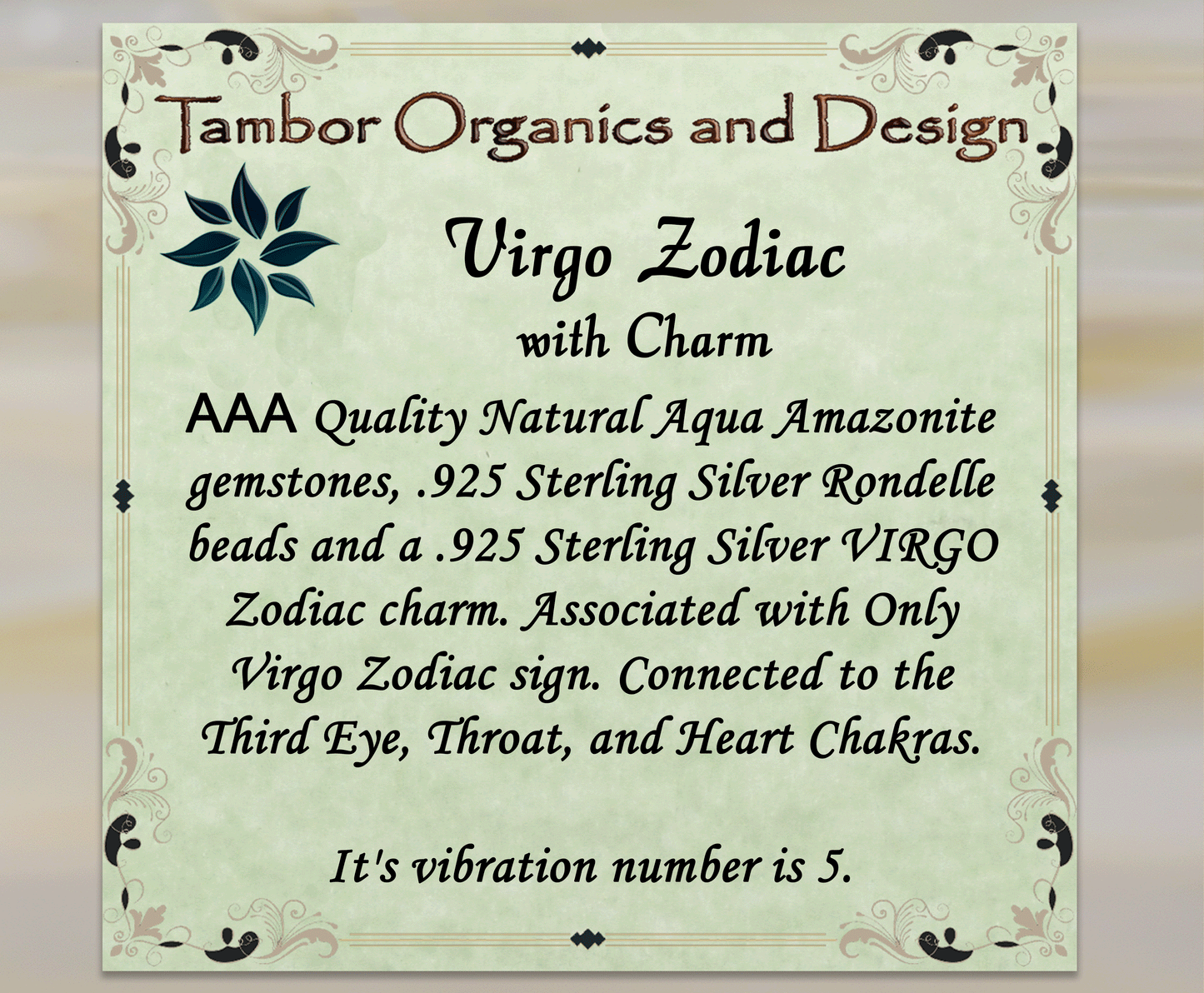 Virgo Zodiac Bracelet, AAA Quality Aqua Amazonite, .925 Sterling Silver, Virgo Charm, Freedom & Balance, Third Eye, Throat, Heart Chakra