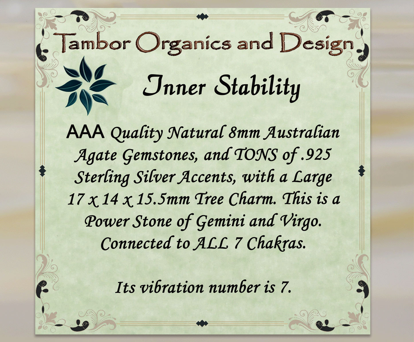 Inner Strength Bracelet, AAA Quality Australian Agate Gemstones, TONS of 925 Sterling Silver, Tree Charm, Gemini, Virgo, All 7 Chakras