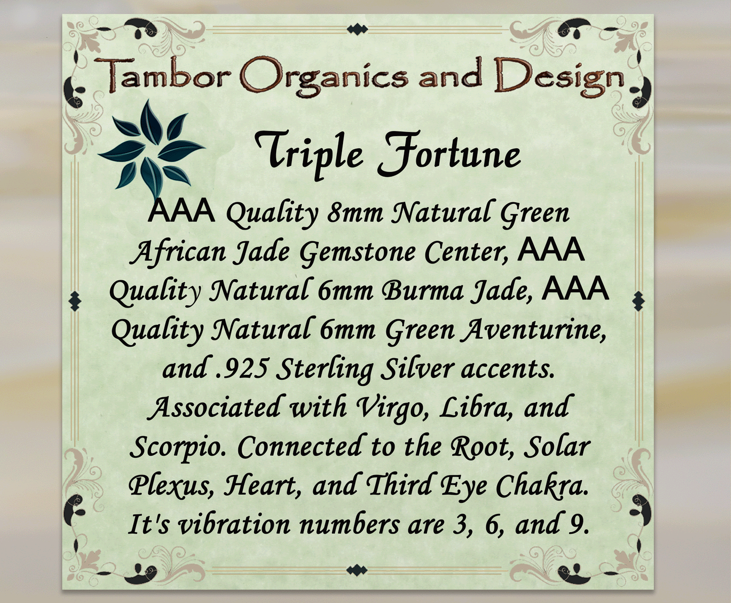 Triple Fortune, Success, AAA Natural African Jade, AAA Natural Burmese Jade, AAA Natural Green Aventurine, Good Luck, Prosperity