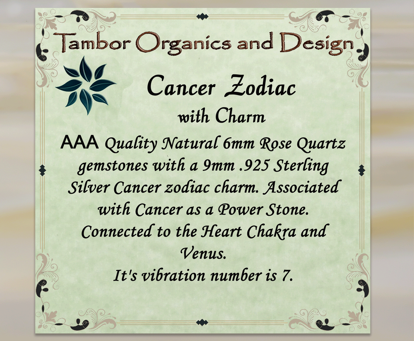 Cancer Zodiac Bracelet, AAA Natural Rose Quartz, 925 Sterling Silver Charm, Love & Harmony, Heart Chakra, Frequency 7