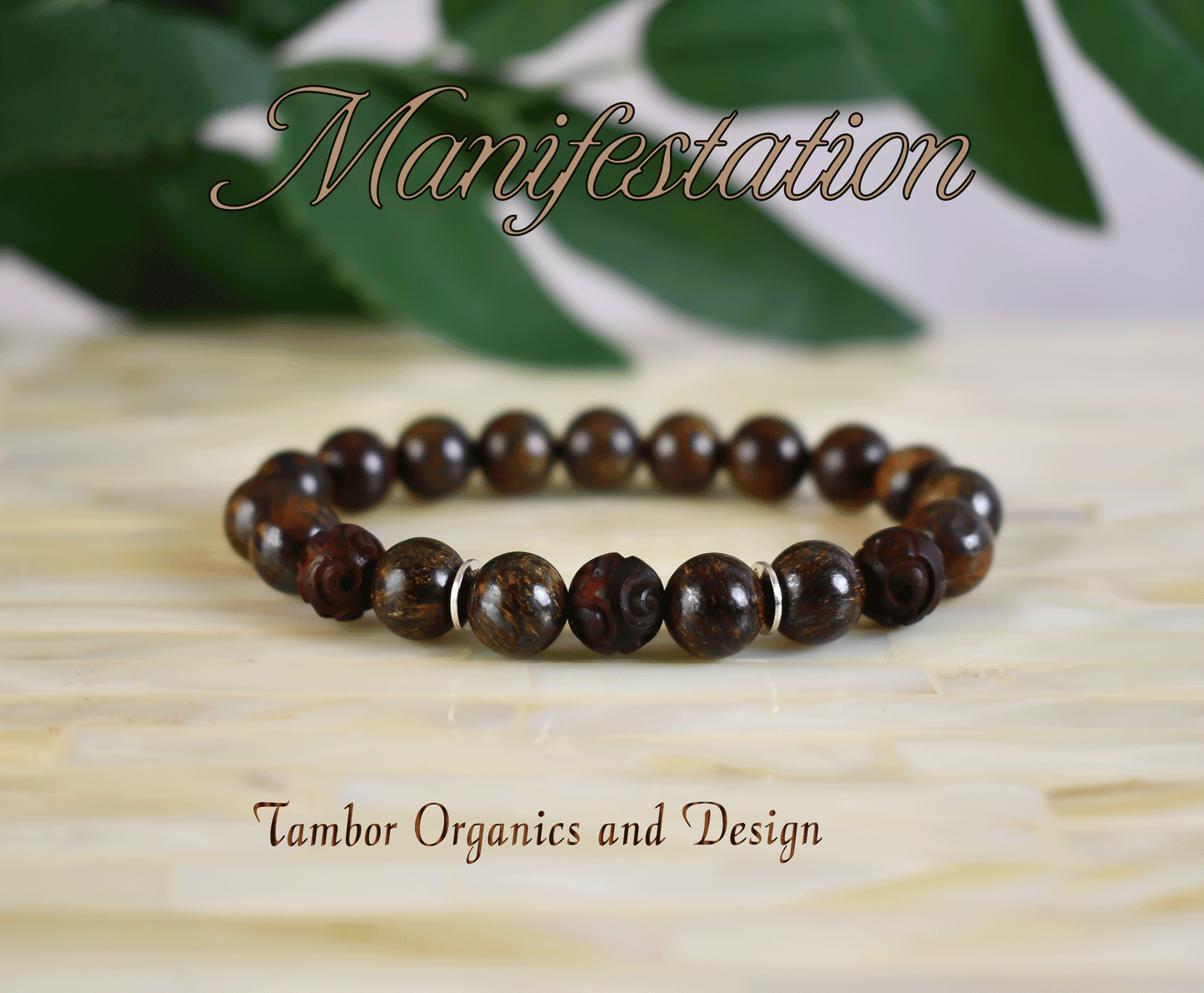 Manifestation Bracelet, AAA Natural Toffee Bar Bronzite Gemstone, Natural Red Sandalwood, Guardian, Stress Remover, Leo, Root Chakra