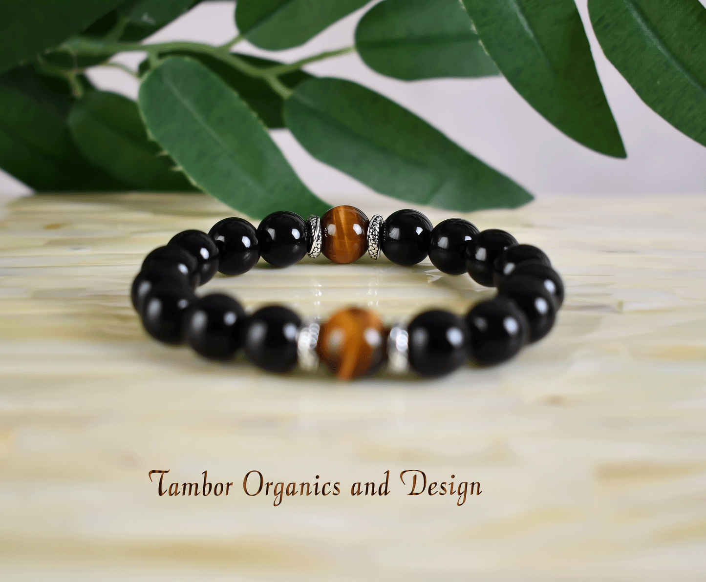 Abundance Bracelet, AAA Natural Yellow Tiger’s Eye, AAA Natural Black Onyx, 925 Sterling Silver Dragon Accents, Capricorn Leo, Root Chakra