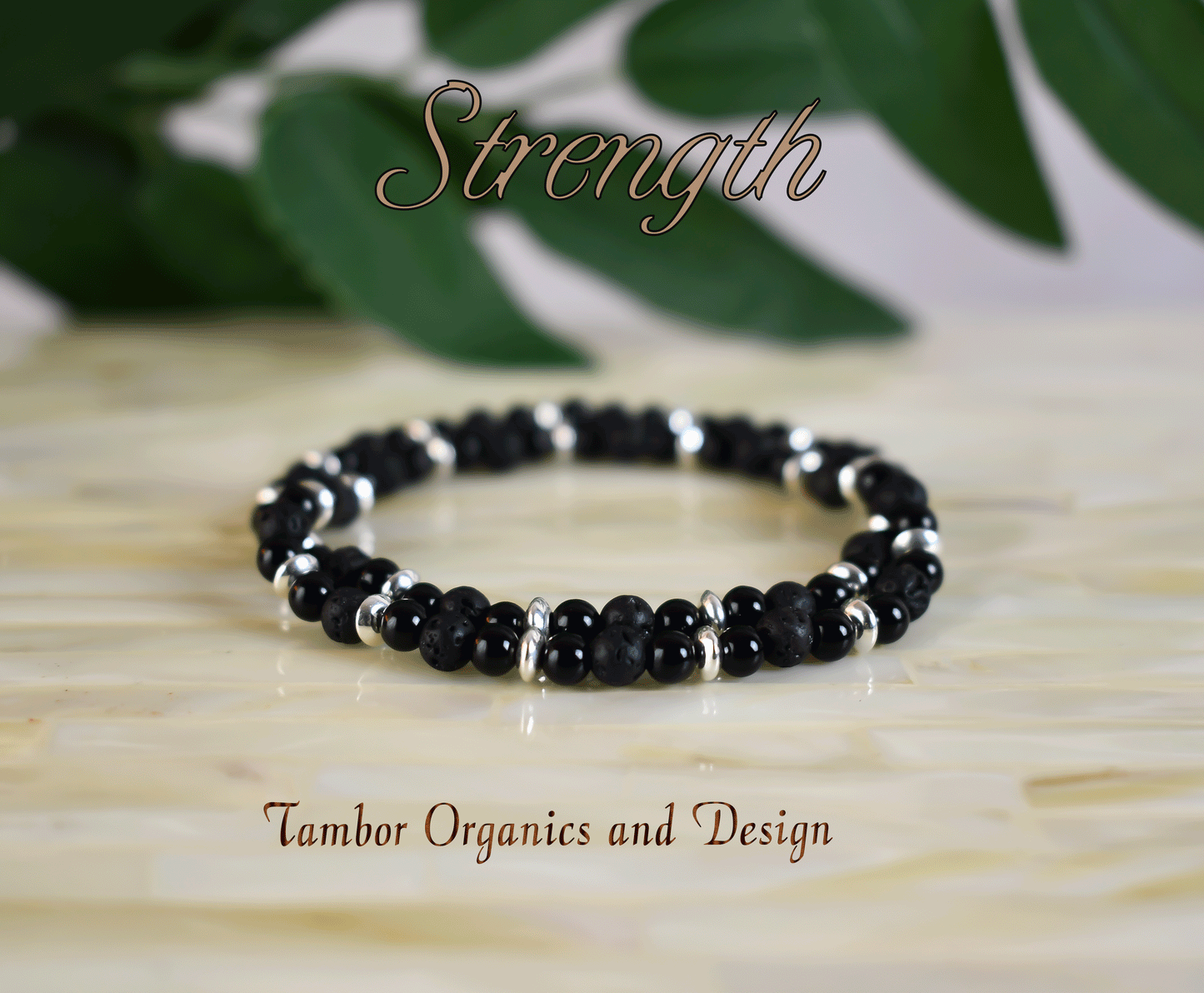 Strength Bracelet, Willpower, AAA Natural Black Onyx, AAA Natural Black Lava Stone, Cancer, Taurus, Leo, Capricorn, Root Chakra