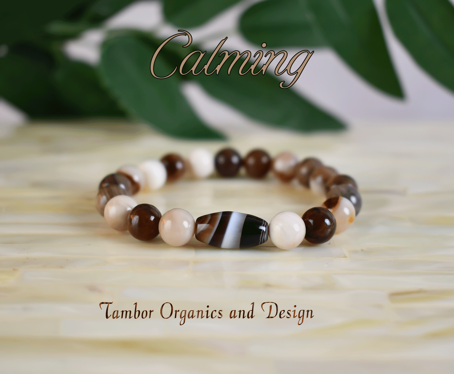 Calming Bracelet, AAA Natural Petrified Wood Jasper, AAA Tibetan Agate, 925 Sterling Silver, Taurus, Capricorn, Leo, Root, Heart Chakra