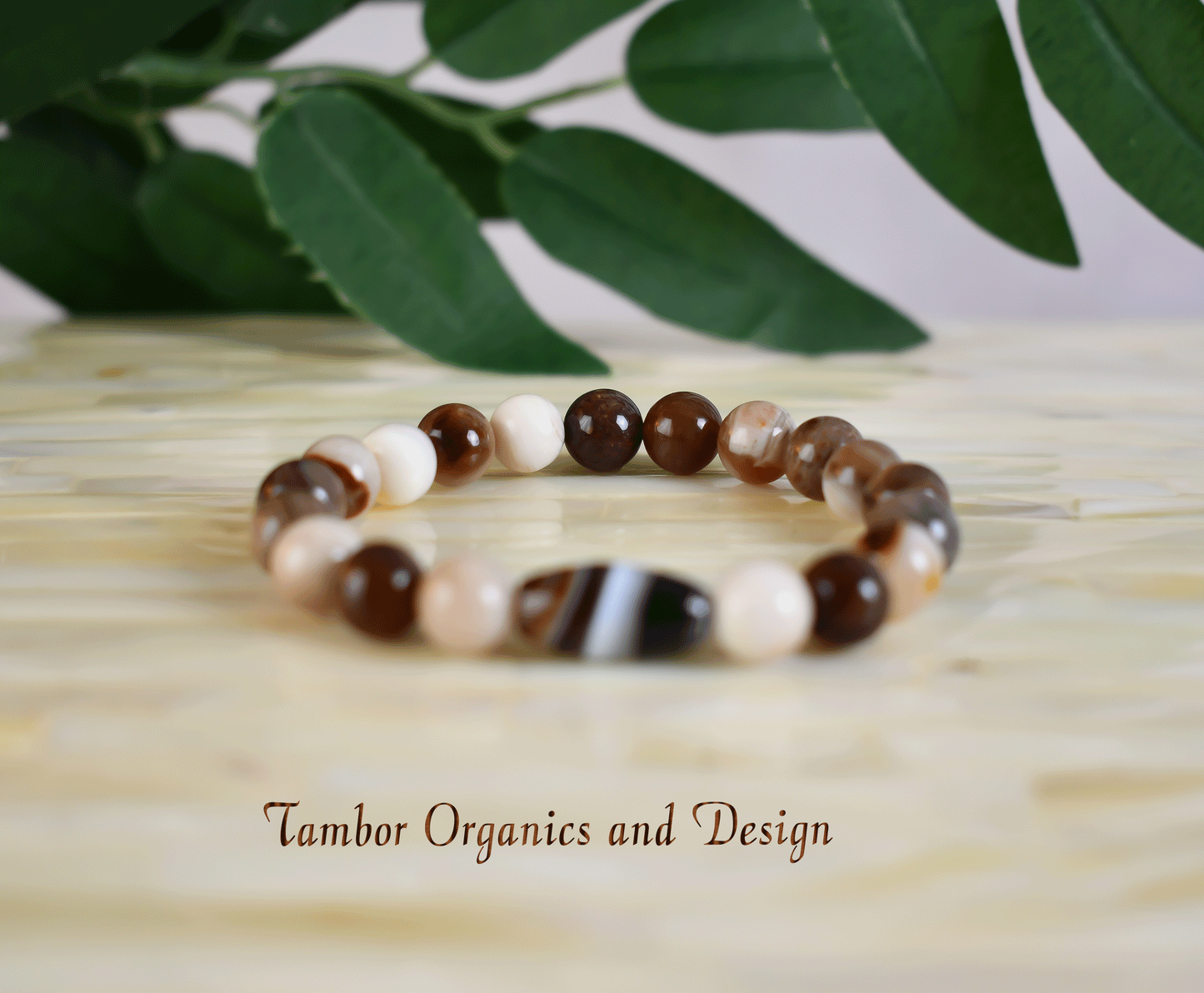Calming Bracelet, AAA Natural Petrified Wood Jasper, AAA Tibetan Agate, 925 Sterling Silver, Taurus, Capricorn, Leo, Root, Heart Chakra