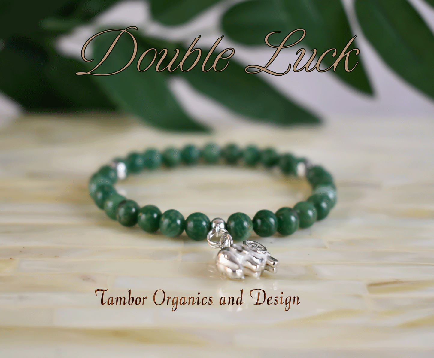 Double Luck Bracelet, AAA Natural African Jade with Elephant Charm, Prosperity & Abundance, Pieces, Aries, Gemini, Heart Chakra