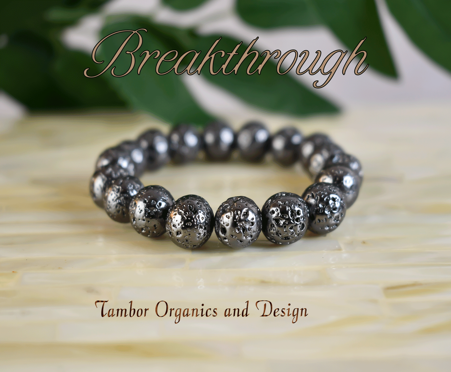 Breakthrough Bracelet, AAA Gun Metal Lava Stone, Balance, Cancer, Taurus, Leo, Capricorn, Root Chakra