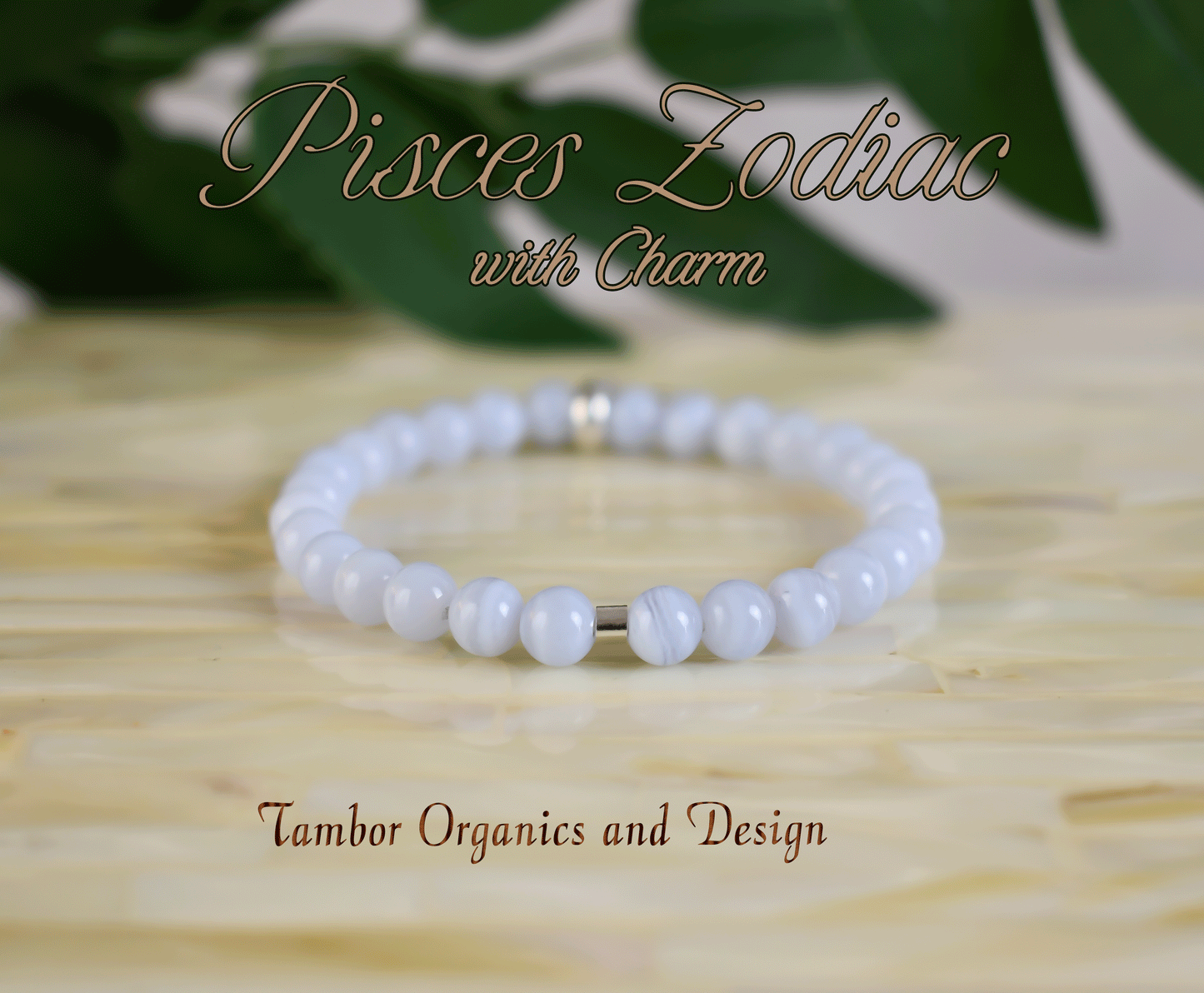 Pisces Zodiac Bracelet, AAA Natural Blue Lace Agate, 925 Sterling Silver Charm, Curiosity, Exploration, Throat, Third Eye Chakra