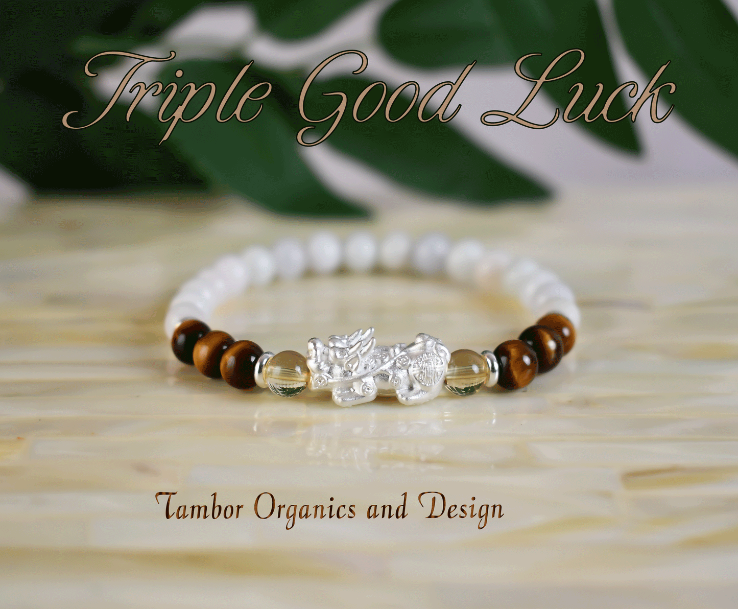 Triple Good Luck Bracelet, Prosperity, AAA Natural Citrine, AAA Natural Tiger's Eye, AAA Natural Burma Jade, Pi Xiu, Heart, Third Eye, Root