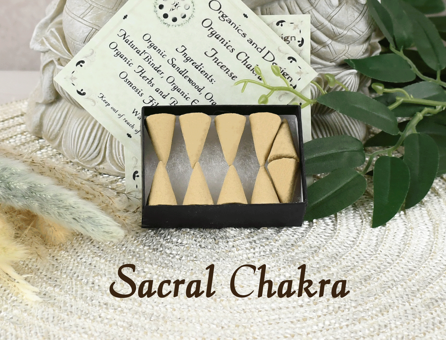 All Organic Chakra Incense Cones with Ceramic Incense Holder - Yellow
