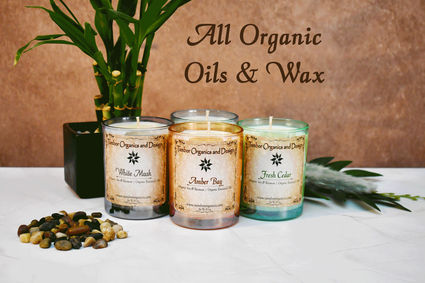 All Organic Tall 45-50 Hour Candles with Organic Essential Oils