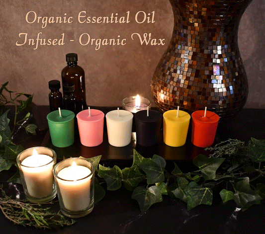 All Organic Intention Votives with Organic Essential Oils - Set of 6