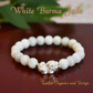 Good Fortune/Harmony - AAA Natural White Burma Jade with .925 Sterling Silver Pi Xiu Center - 8mm