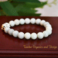 Good Fortune/Harmony - AAA Natural White Burma Jade with .925 Sterling Silver Pi Xiu Center - 8mm