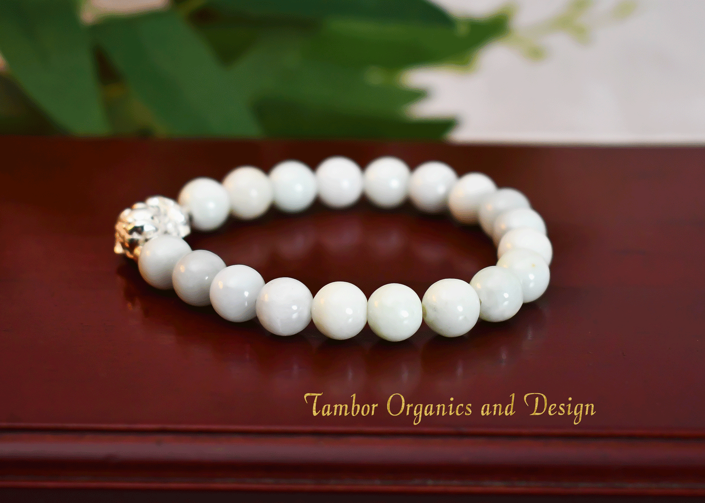 Good Fortune/Harmony - AAA Natural White Burma Jade with .925 Sterling Silver Pi Xiu Center - 8mm