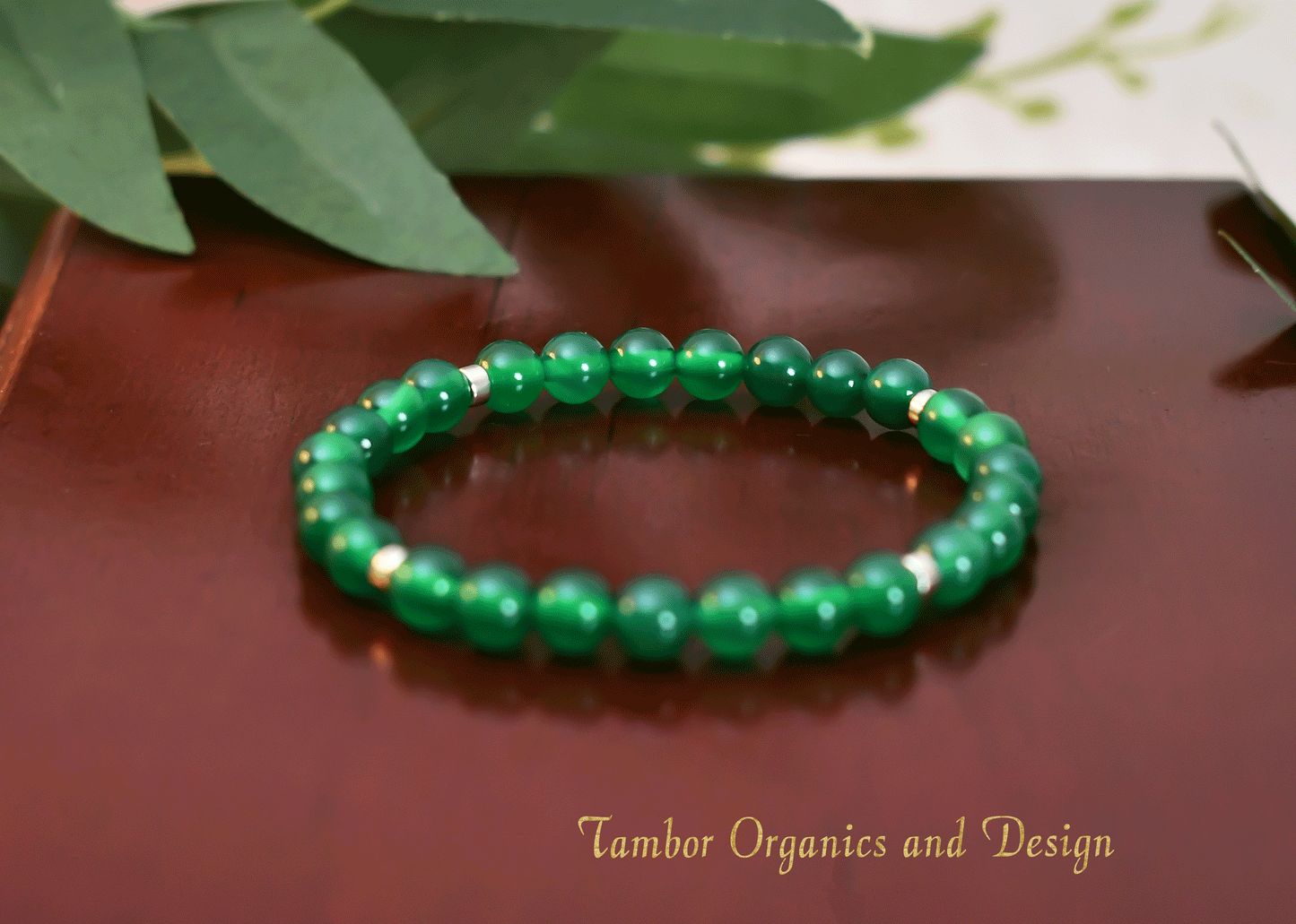 Energy Boosting - Stamina Bracelet, AAA Natural Green Onyx with .925 Sterling Silver Accents - 6mm