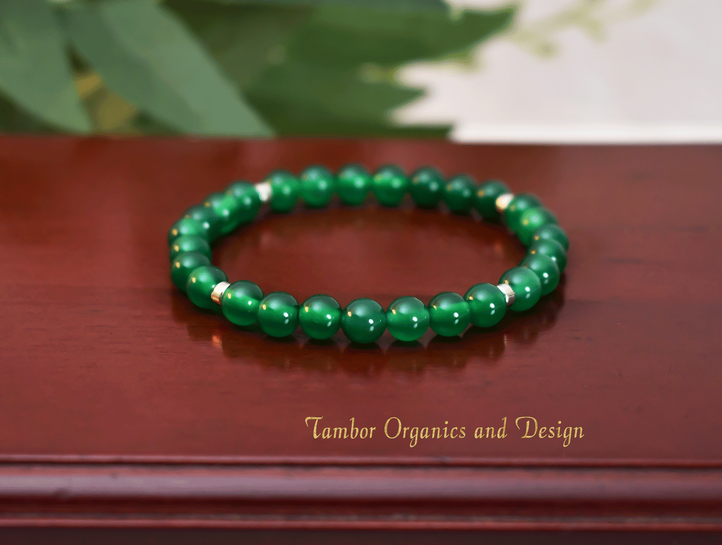 Energy Boosting - Stamina Bracelet, AAA Natural Green Onyx with .925 Sterling Silver Accents - 6mm