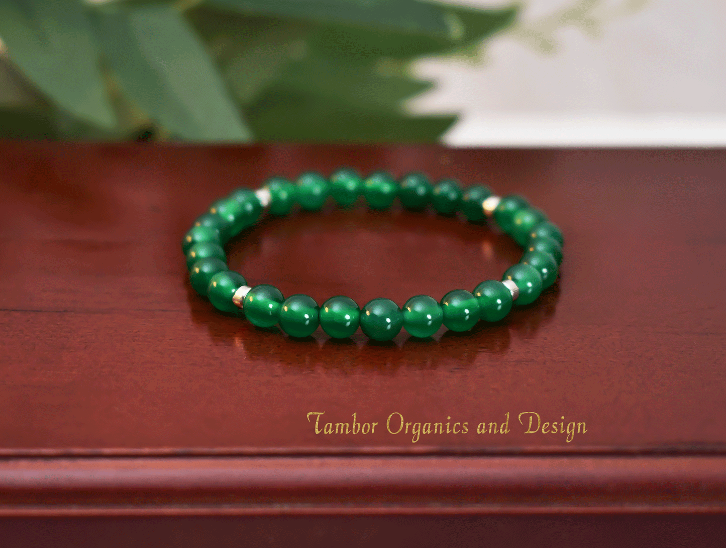 Energy Boosting - Stamina Bracelet, AAA Natural Green Onyx with .925 Sterling Silver Accents - 6mm