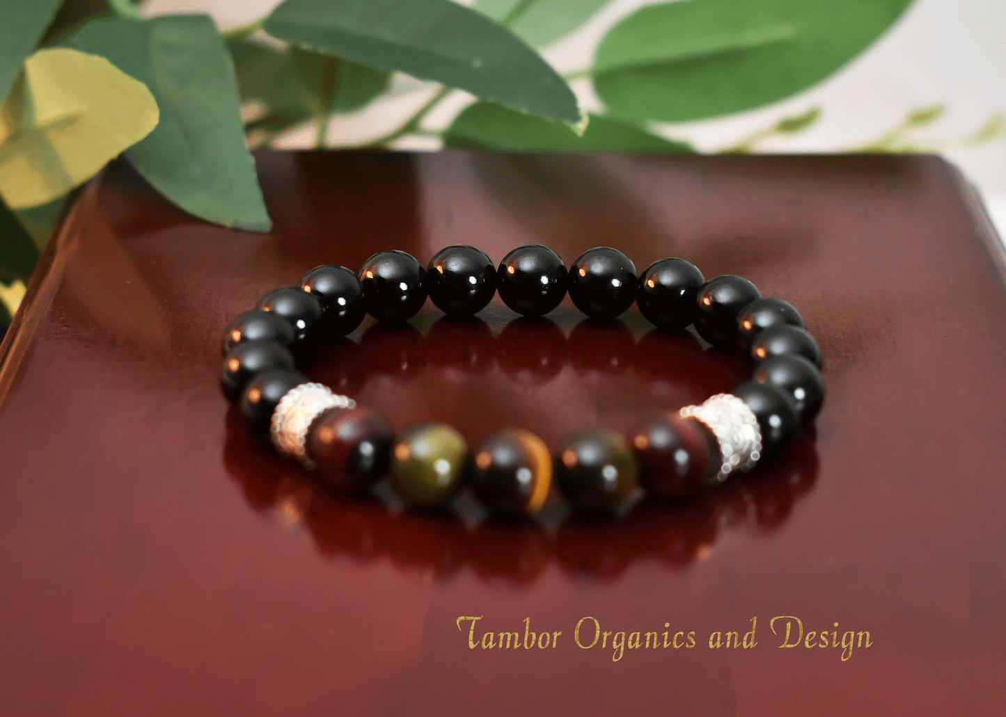 Protection/Power - AAA Quality Multi-Colored Tiger’s Eye/AAA Quality Black Tourmaline/.925 Sterling Silver Spiral Bead Accents - 8mm