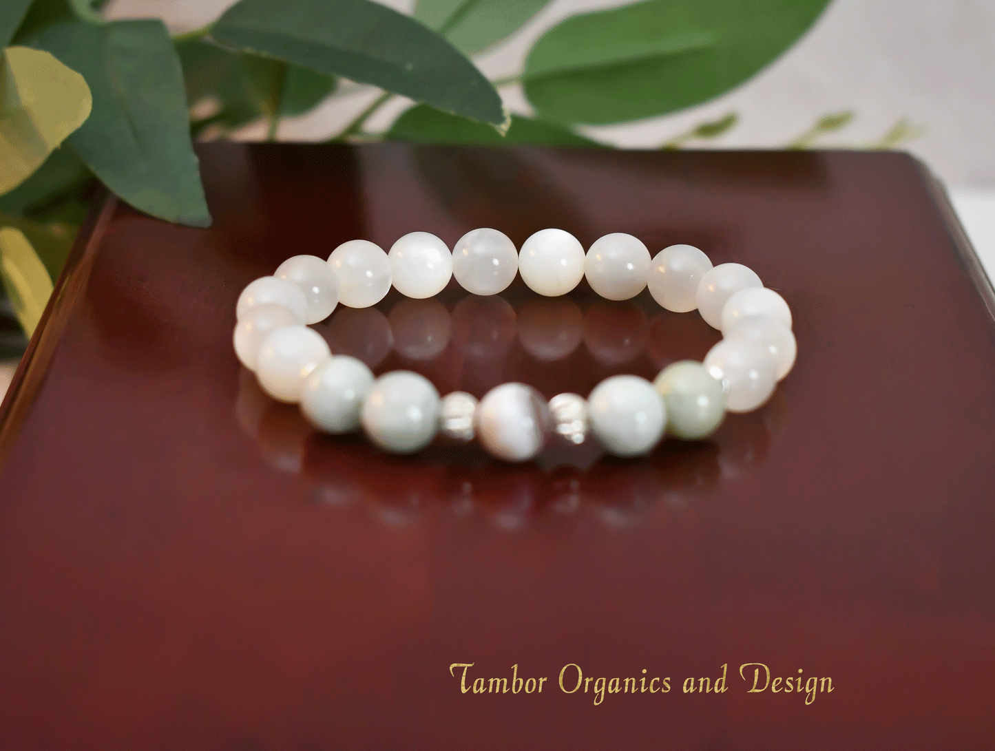 Career Success Bracelet - AAA Quality Botswana Agate/AAA Quality Burma Jade/AAA Quality White Moonstone with .925 Sterling Silver Accents - 8mm