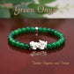 Good Luck - Opportunity Bracelet, AAA Natural Green Onyx with a .925 Sterling Silver Pixiu Center - 6mm