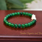 Good Luck - Opportunity Bracelet, AAA Natural Green Onyx with a .925 Sterling Silver Pixiu Center - 6mm