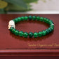 Good Luck - Opportunity Bracelet, AAA Natural Green Onyx with a .925 Sterling Silver Pixiu Center - 6mm