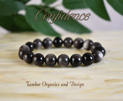 Confidence Bracelet, AAA Natural Silver Sheen Obsidian 10mm, Spiritual Growth, Sagittarius, Libra Zodiac, Root, Throat, Third Eye Chakra