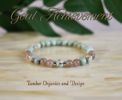 Goal Achievement Bracelet, AAA Natural Brown Moonstone, AAA Peruvian Chrysocolla, Teaching, Wisdom, Cancer, Scorpio, Gemini, Heart, Root