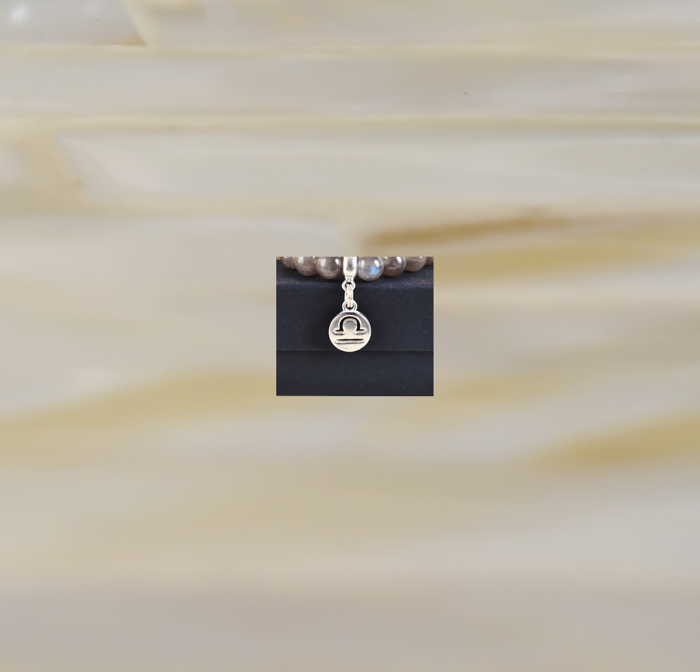Libra Zodiac Bracelet, AAA Quality Black Labradorite, 925 Sterling Silver Charm, Clarity & Serendipity, Crown, Third Eye Chakra, Frequency 6