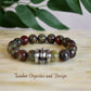 Qi Energy Bracelet, AAA Dragon Blood Jasper, 304 Stainless Steel Skull, Personal Power, Life Force, Scorpio, Leo, Aries, Root, Heart