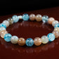 Healing, Balance, and Guidance Bracelet - AAA Quality Rare Blue Rutilated Quartz and AAA Quality Multi Colored Moonstone with .925 Sterling Silver - 8mm