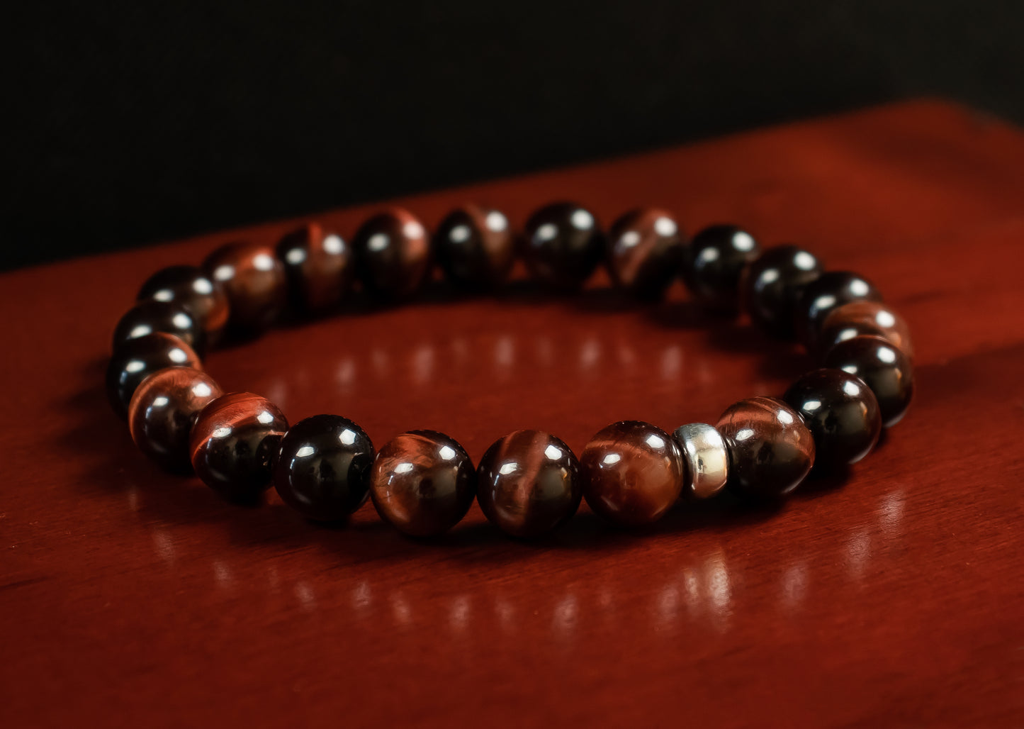 Motivation/Drive - AAA Quality Natural Red Tiger’s Eye with .925 Sterling Silver Accents -  8mm