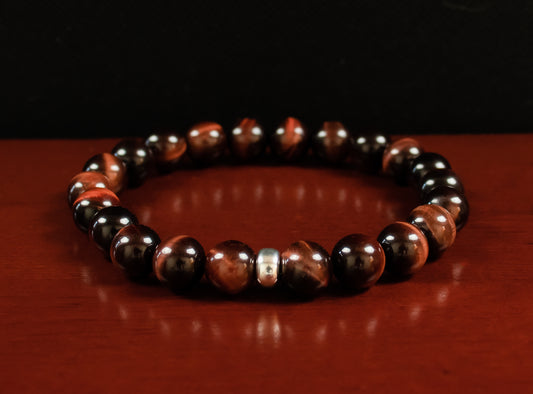 Motivation/Drive - AAA Quality Natural Red Tiger’s Eye with .925 Sterling Silver Accents -  8mm