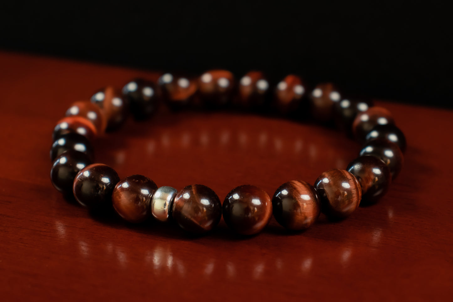 Motivation/Drive - AAA Quality Natural Red Tiger’s Eye with .925 Sterling Silver Accents -  8mm