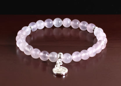 Cancer - AAA Quality Rose Quartz/.925 Sterling Silver Accents/.925 Sterling Silver w/Charm - 6mm