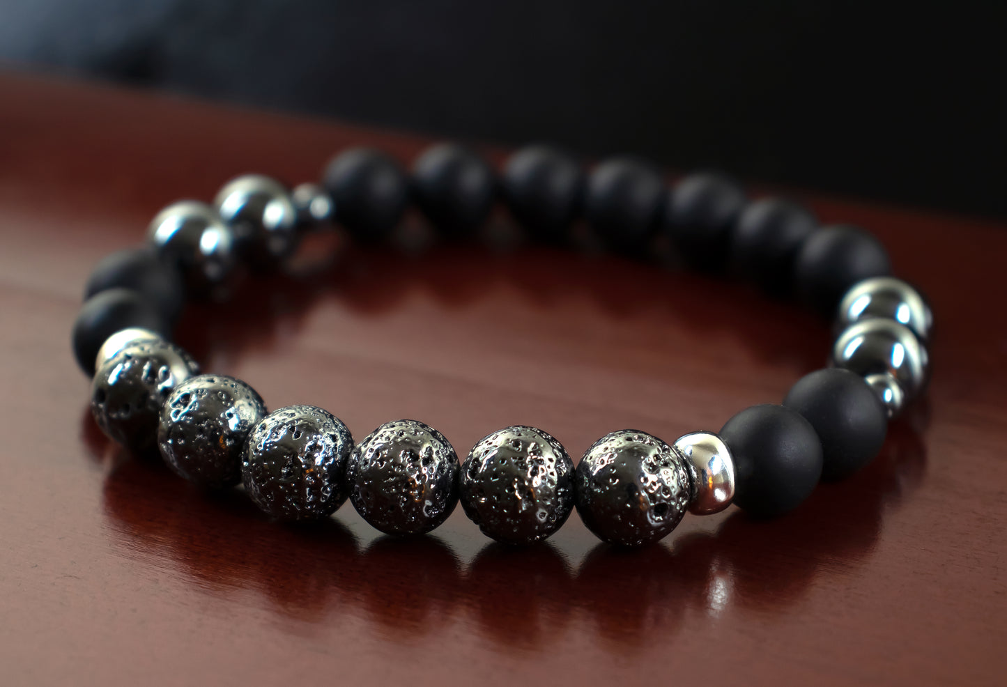 Protection/Luck - AAA Quality Gun Metal Lava/AAA Quality Matte Black Onyx/A Quality Hematite/.925 Sterling Silver Accents