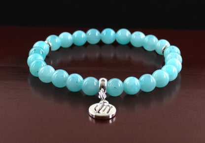 Virgo - AAA Natural Aqua Amazonite/.925 Sterling Silver w/Charm - 6mm