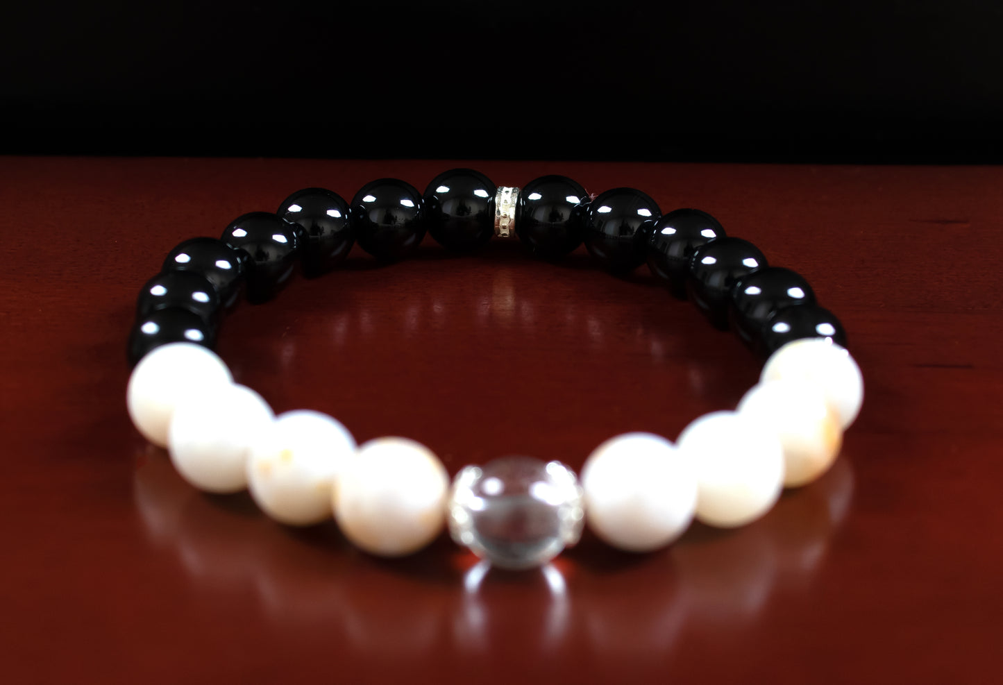 Amplification/Stability - AAA Quality Clear Quartz/AAA Quality Australian Agate/AAA Quality Black Onyx - 8mm