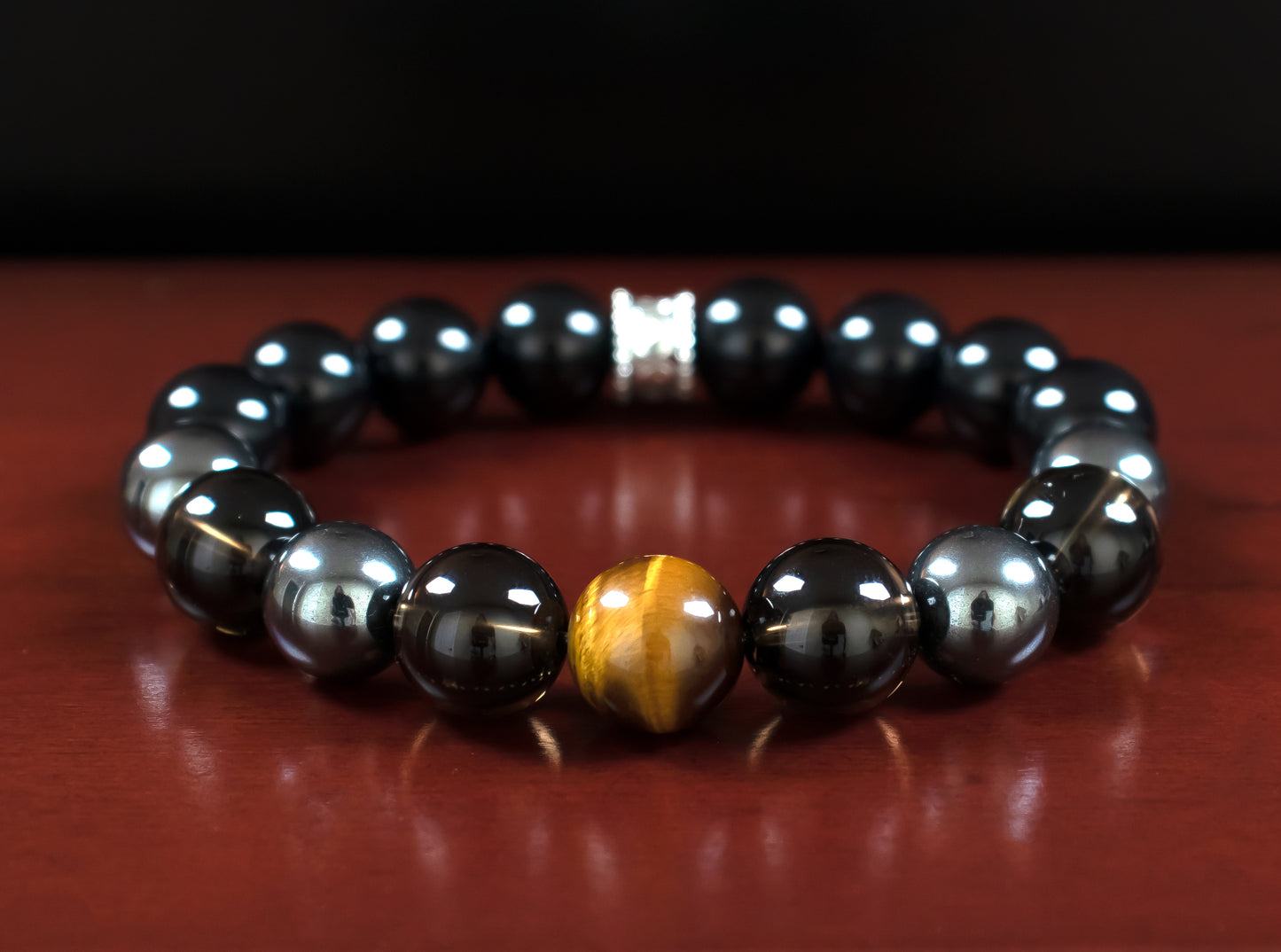 Wealth/Clarity - AAA Quality Yellow Tiger's Eye/AAA Quality Smoky Quartz/AAA Quality Black Onyx/A Quality Hematite - 10mm