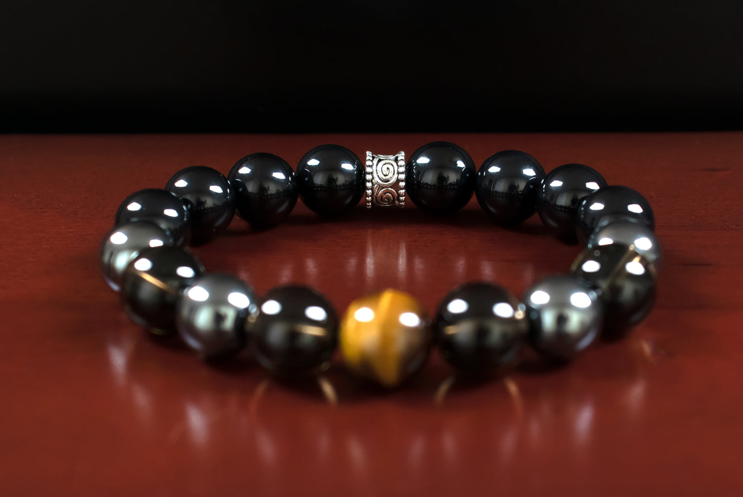 Wealth/Clarity - AAA Quality Yellow Tiger's Eye/AAA Quality Smoky Quartz/AAA Quality Black Onyx/A Quality Hematite - 10mm