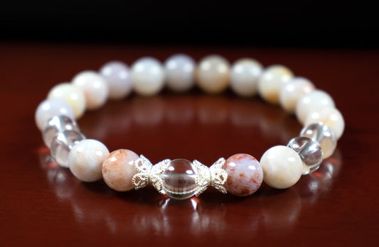 Stability/Clarity - AAA Quality Clear Quartz/AAA Quality Australian Agate/.925 Sterling Silver Accents - 8mm