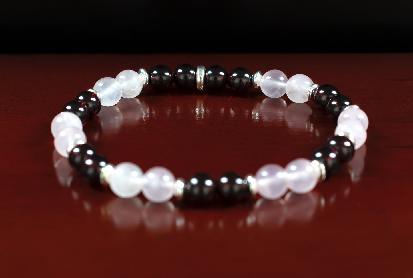 Awakening/Positivity - 5A Quality Red Garnet/AAA Rose Quartz/.925 Sterling Silver Accents - 6mm