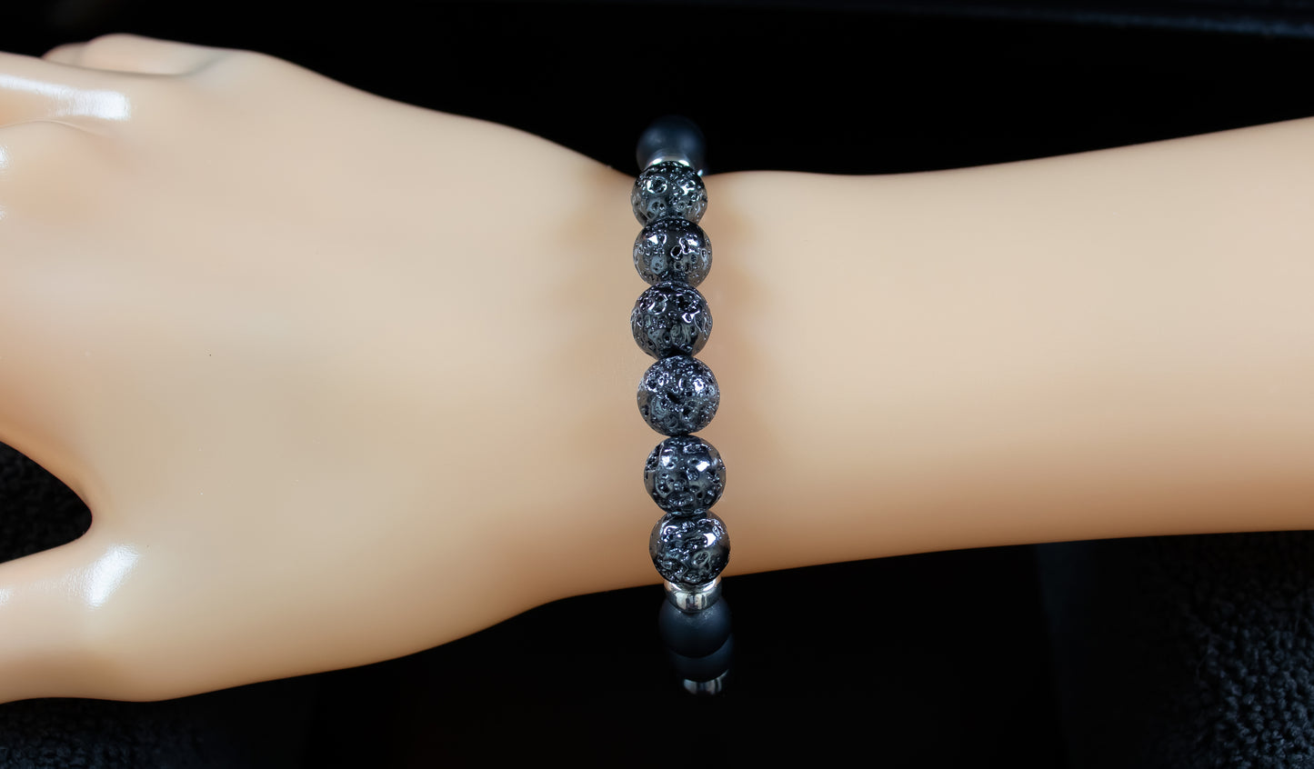 Protection/Luck - AAA Quality Gun Metal Lava/AAA Quality Matte Black Onyx/A Quality Hematite/.925 Sterling Silver Accents