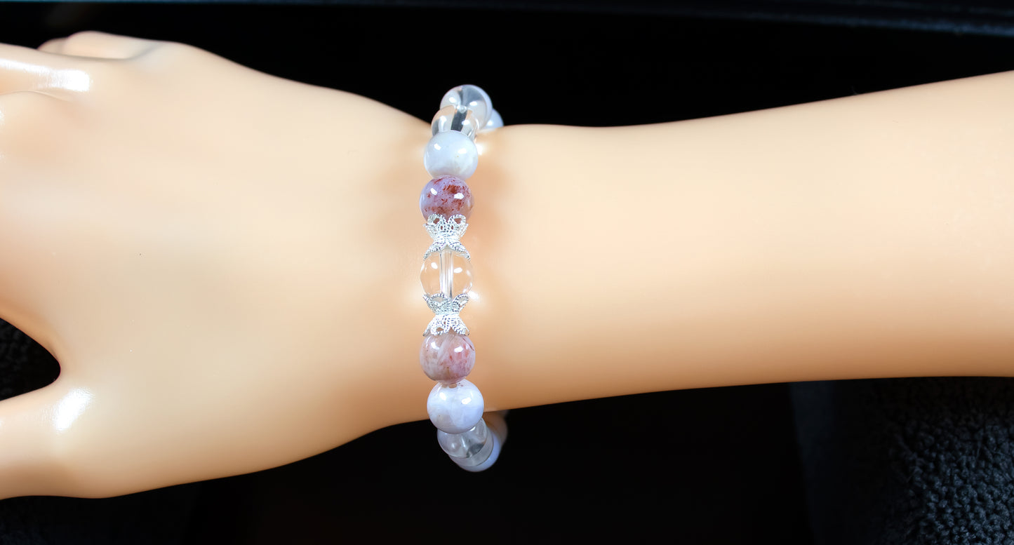 Stability/Clarity - AAA Quality Clear Quartz/AAA Quality Australian Agate/.925 Sterling Silver Accents - 8mm