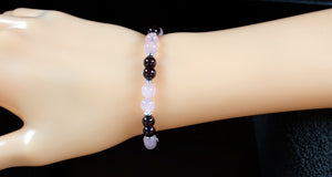 Awakening/Positivity - 5A Quality Red Garnet/AAA Rose Quartz/.925 Sterling Silver Accents - 6mm