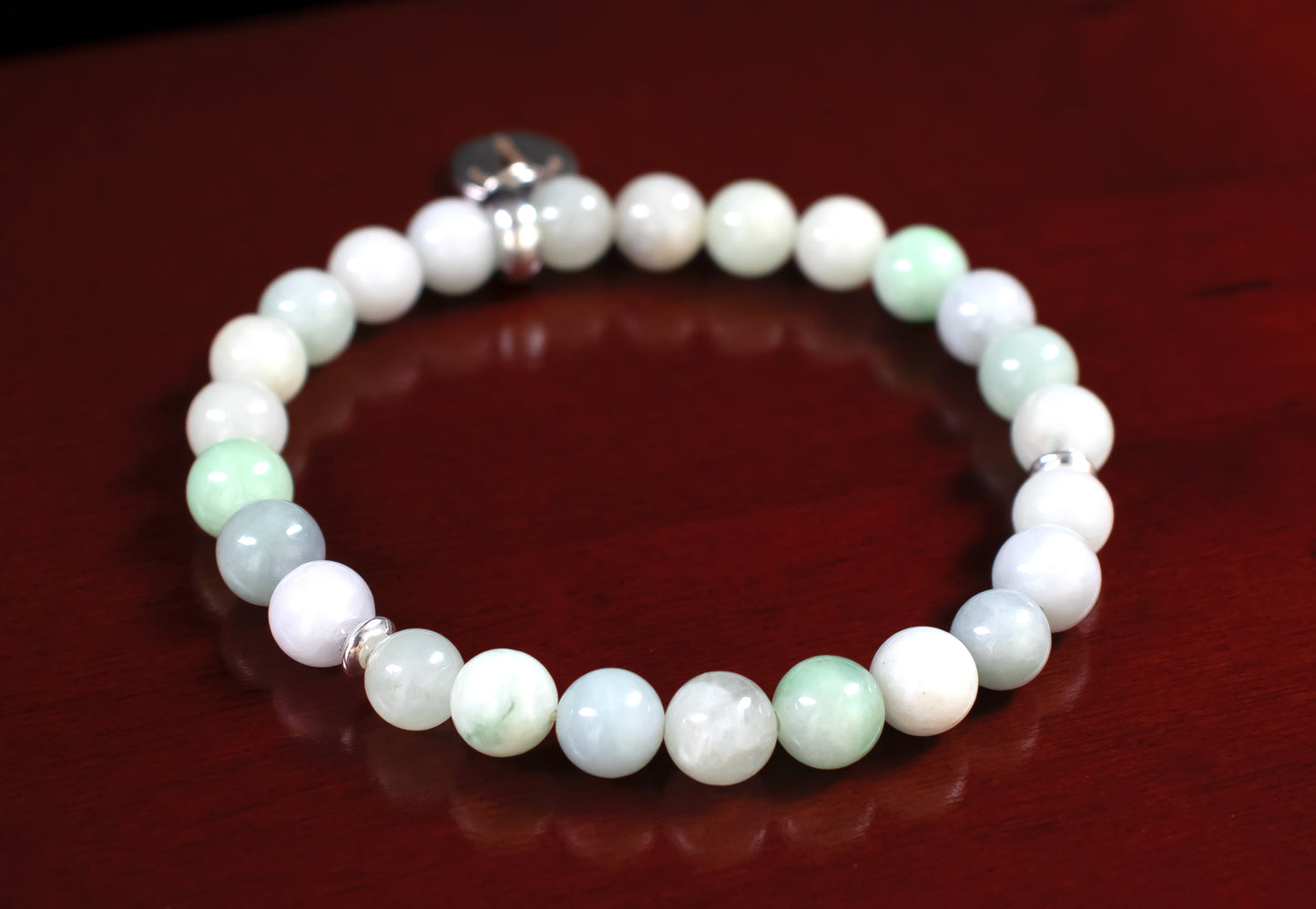 Aries - AAA Quality Natural Burma Green Jade/.925 Sterling Silver Bracelet with Zodiac Charm ARIES – 6mm