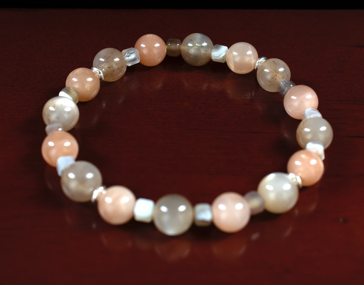 Awakening/Guidance/Stability - AAA Quality Brown Moonstone/AAA Quality Orange Sunstone/AAA Botswana Agate/.925 Sterling Silver